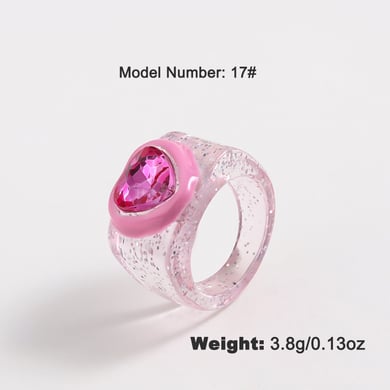 1 Piece Romantic Series Cute Heart Resin Women's Single Rings h5 