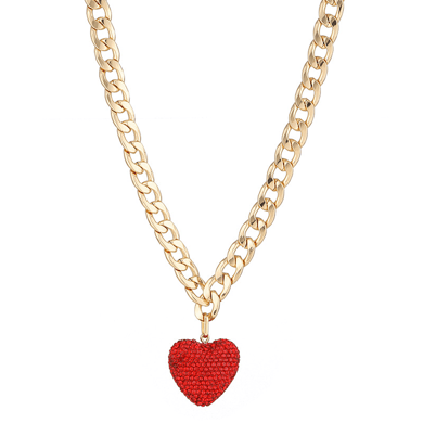 1 Piece Luxurious Series Retro Exquisite Red Heart Shape Copper Women's Pendant Necklaces h5 