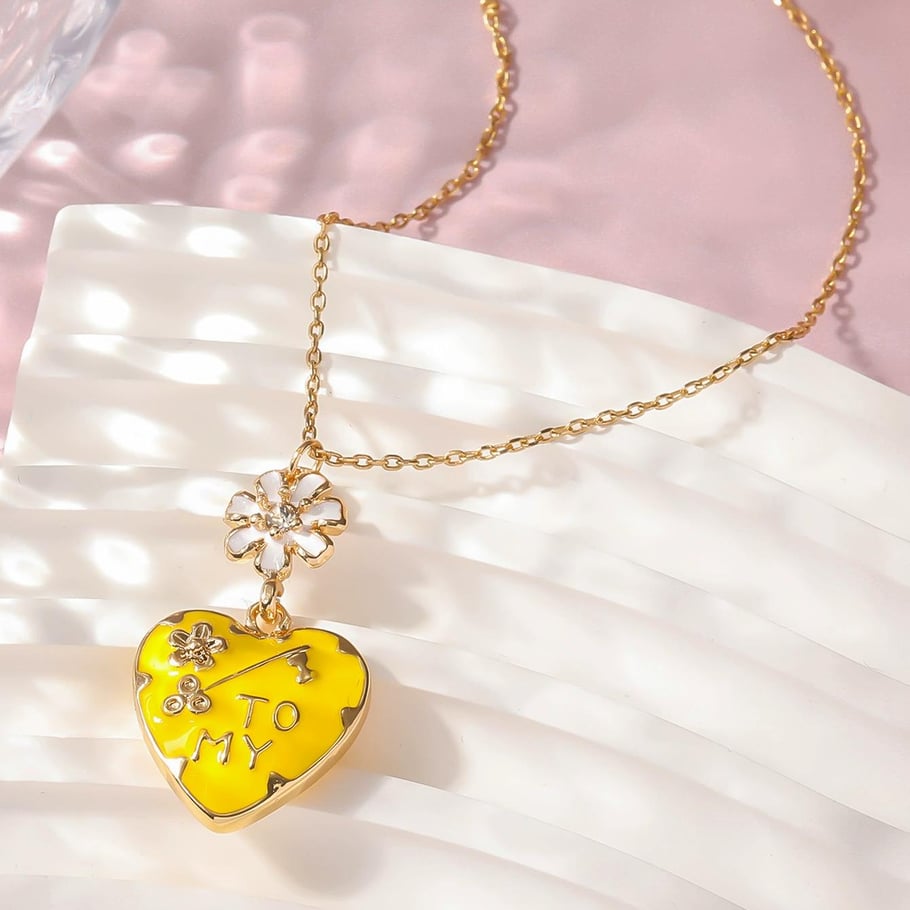 1 Piece Luxurious Series Vogue Heart Shape Drop Oil Gold Color Alloy Women's Pendant Necklaces 