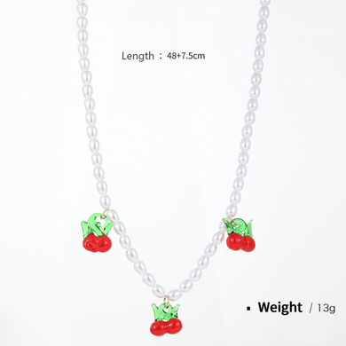1 Piece Romantic Series Daily Elegant Natural Fruits Glass Beads Women's Beaded Necklaces h5 
