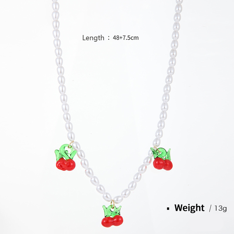 1 Piece Romantic Series Daily Elegant Natural Fruits Glass Beads Women's Beaded Necklaces 