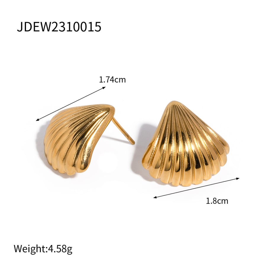  fashion trend simple and versatile ladies  gold stainless steel 3 shells high-end pendant earrings 