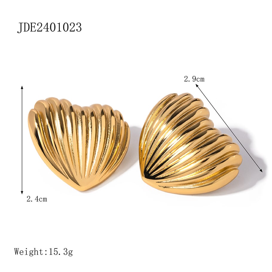 1 Pair Puff Heart Shape Stainless Steel Stud Earrings Picture2