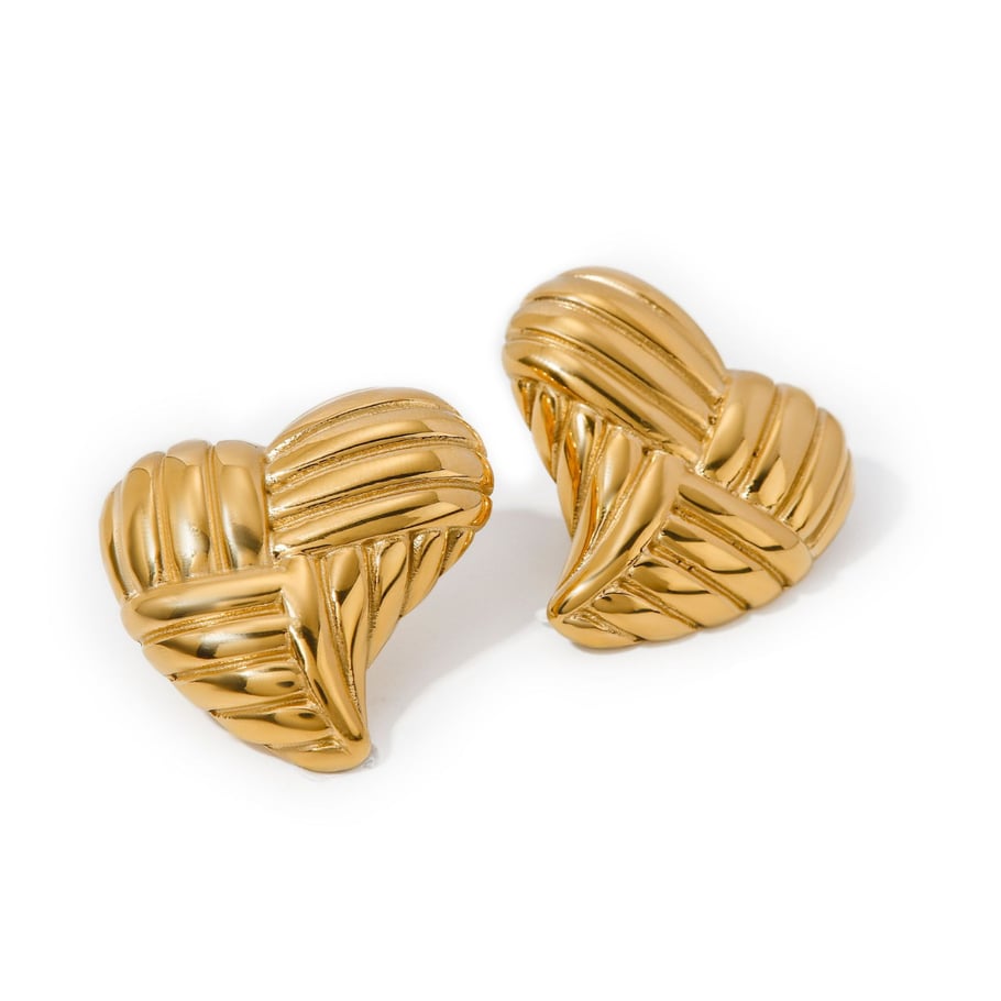 European and American cross-border new 18k gold stainless steel texture heart-shaped earrings ins Internet celebrity same love titanium steel earrings 