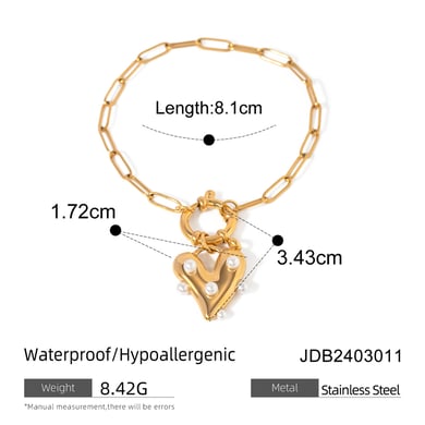 Europäischer und amerikanischer grenzüberschreitender Ins-Stil Persönlichkeitstrend 18 Karat Gold Edelstahl Liebe klebrige Perlenanhänger Armband Schmuck Großhandel Frauen h5 Bild2