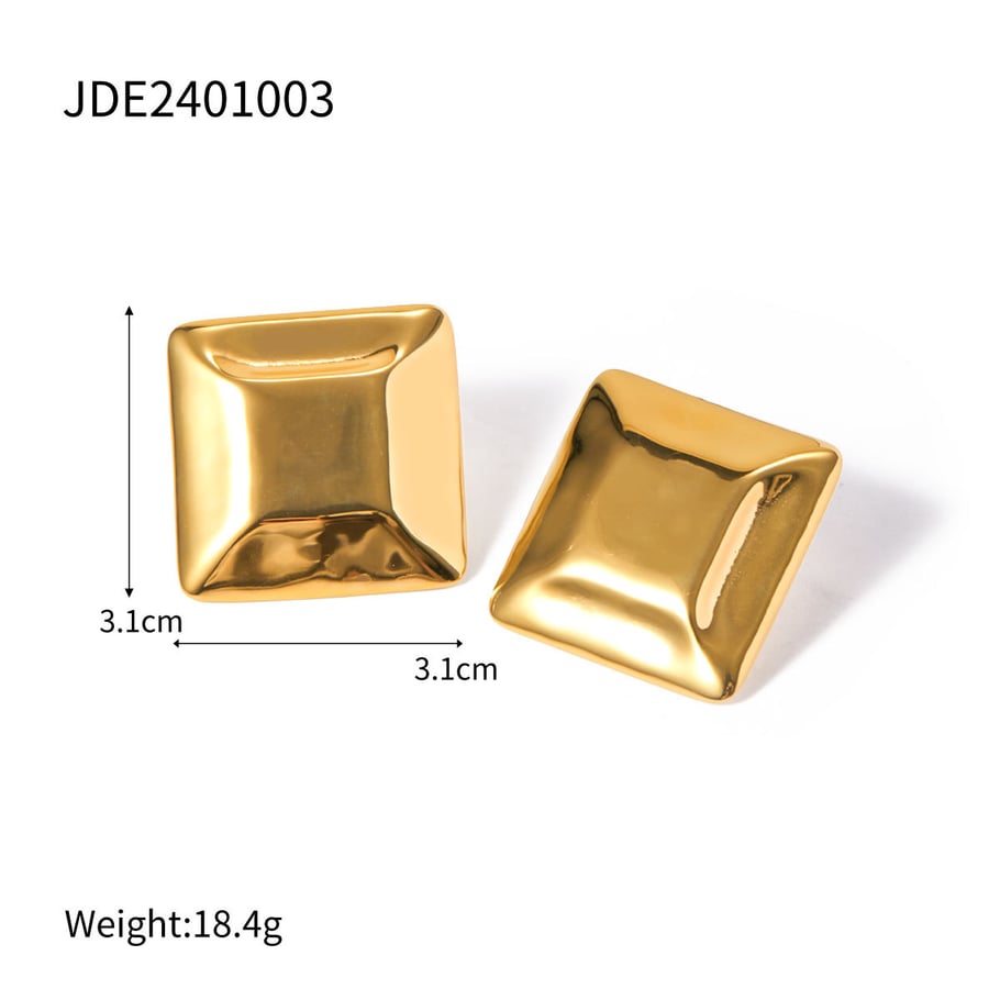European and American cross-border INS style simple and versatile trend 18k gold stainless steel concave and convex square earrings earrings jewelry wholesale 