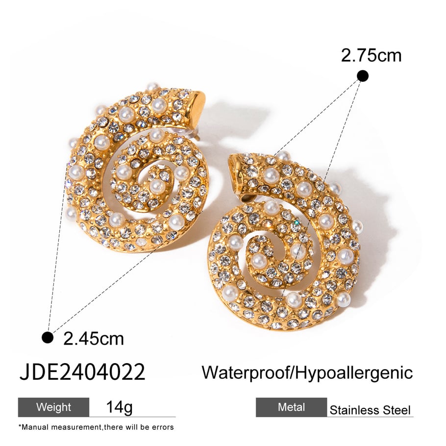 Europäische und amerikanische grenzüberschreitende INS-Stil exquisite Persönlichkeit 18 Karat Gold Edelstahl fadenförmige Perlen-Strass-Ohrringe Ohrringe 