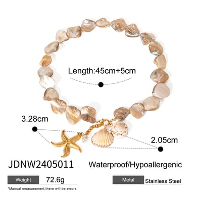 European and American INS Internet celebrity new fashion necklace 18k gold stainless steel whole string shell string starfish pearl pendant necklace h5 