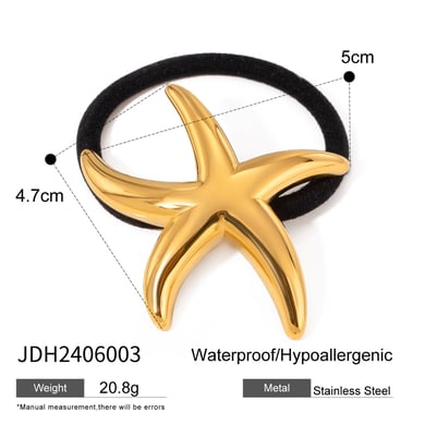 Europäische und amerikanische grenzüberschreitende Ins-Stil 18 Karat Gold Edelstahl glatt schlank fünfzackigen Stern Haarring Haar Seil Haarschmuck Großhandel Frauen h5 