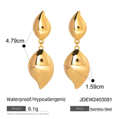 European and American cross-border INS style exquisite simple 18k gold stainless steel petal teardrop-shaped glossy earrings earrings for women h5 