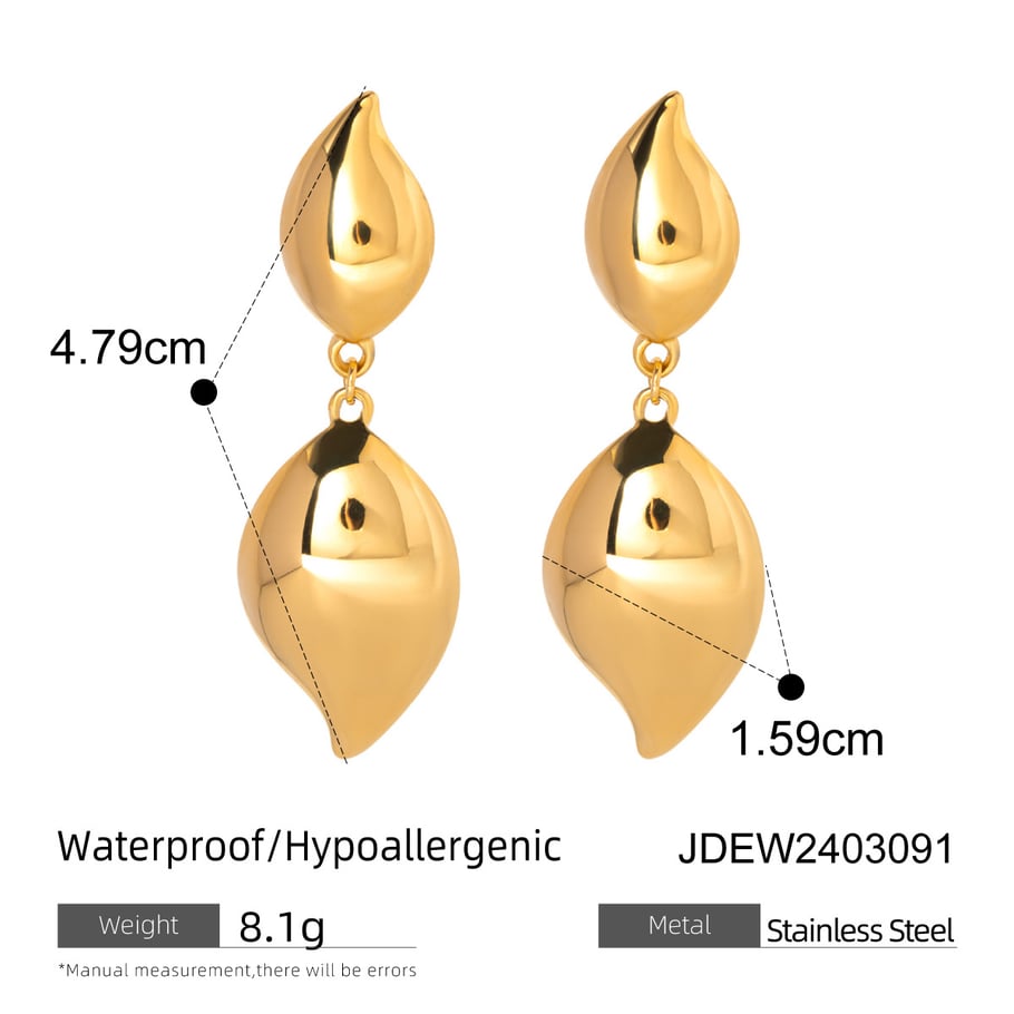 European and American cross-border INS style exquisite simple 18k gold stainless steel petal teardrop-shaped glossy earrings earrings for women 