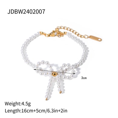 Europäische und amerikanische grenzüberschreitende INS-Stil Mode Licht Luxus High-End 18 Karat Gold Edelstahl Bogen Perle Ohrringe Ohrringe Zubehör für Frauen h5 