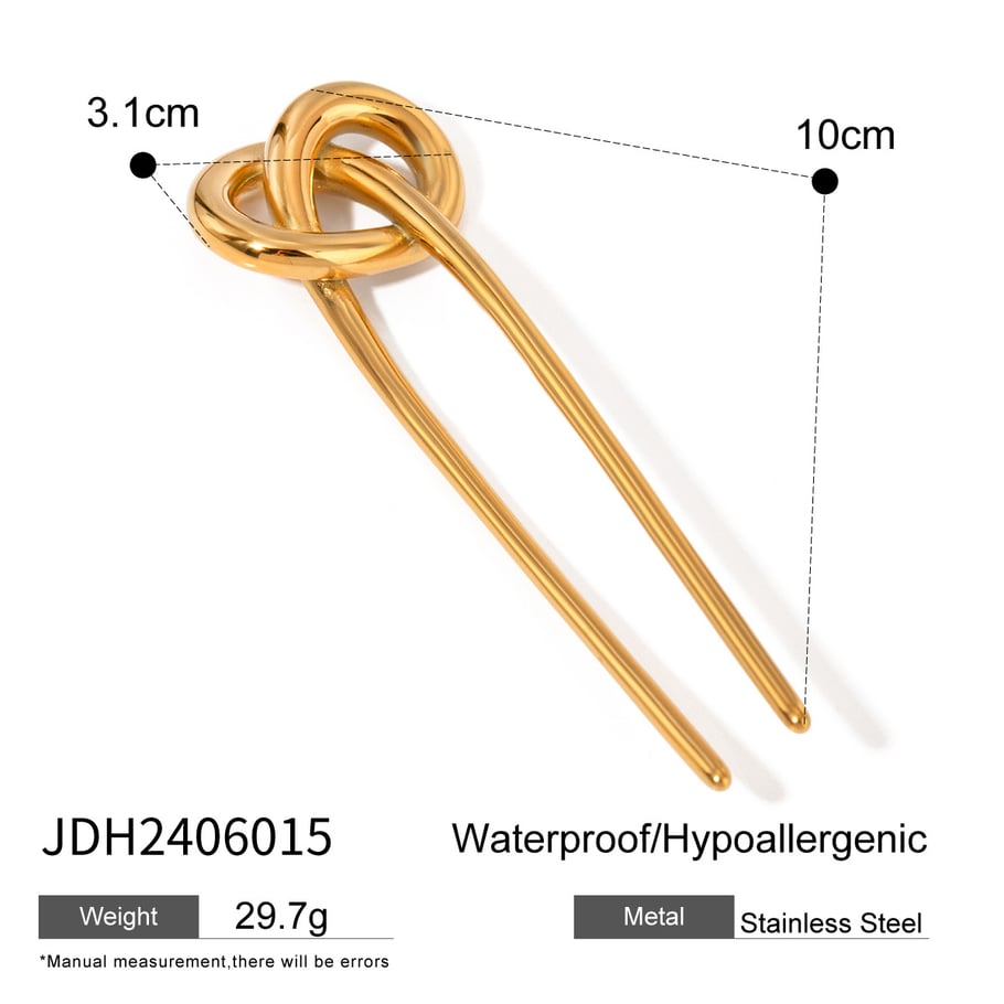 Horquilla con nudo alcalino de acero inoxidable de oro de 18 quilates, elegante, de alta gama, estilo transfronterizo europeo y americano para mujer 