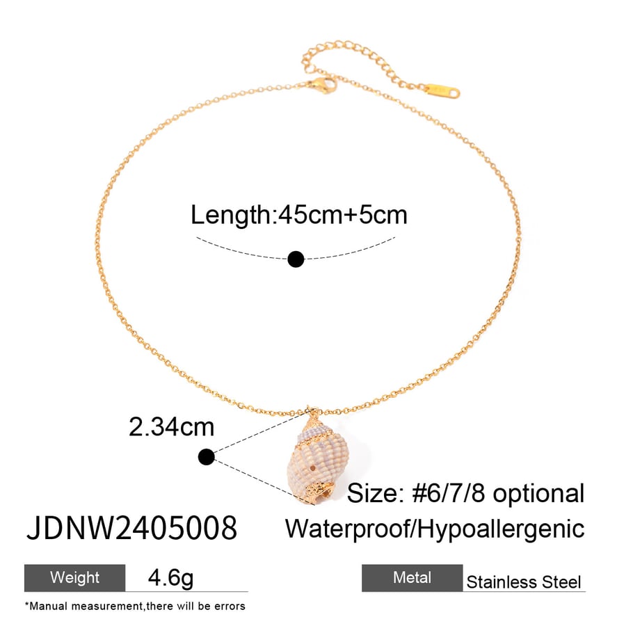 Grenzüberschreitende europäische und amerikanische Ins-Stil 18 Karat Gold Edelstahl dünne Kette hängende weiße Rose Gold Muschel Anhänger Halskette Schmuck 
