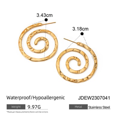 18 Karat Gold Edelstahl Ohrringe für Frauen Hammer Muster Kreis Wirbel Hohl Ohrringe Spiral Ohrringe Punk Stil Titan Stahl Ohrringe h5 