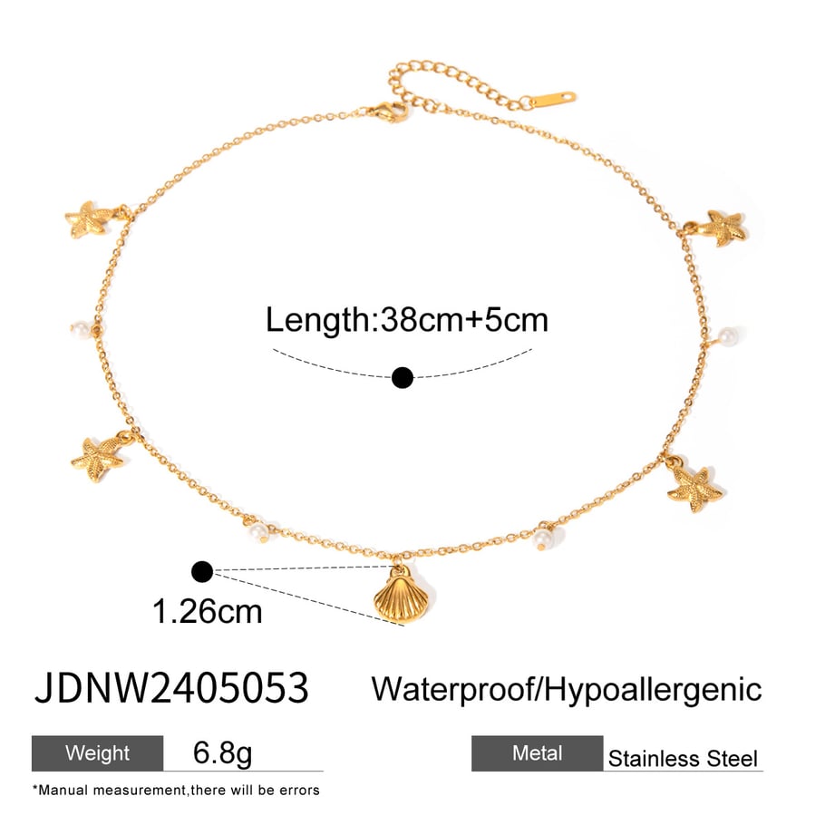french new ocean series pearl accessories s  cross-border fashion all-match starfish shell necklace jewelry 