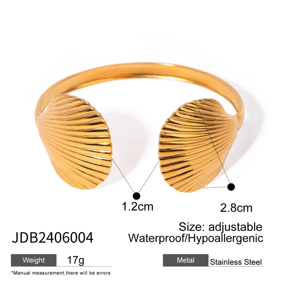 europäische und amerikanische grenzüberschreitende -stil temperament 18 karat gold edelstahl kleine jakobsmuschel einfaches offenes armband schmuck  weiblich 