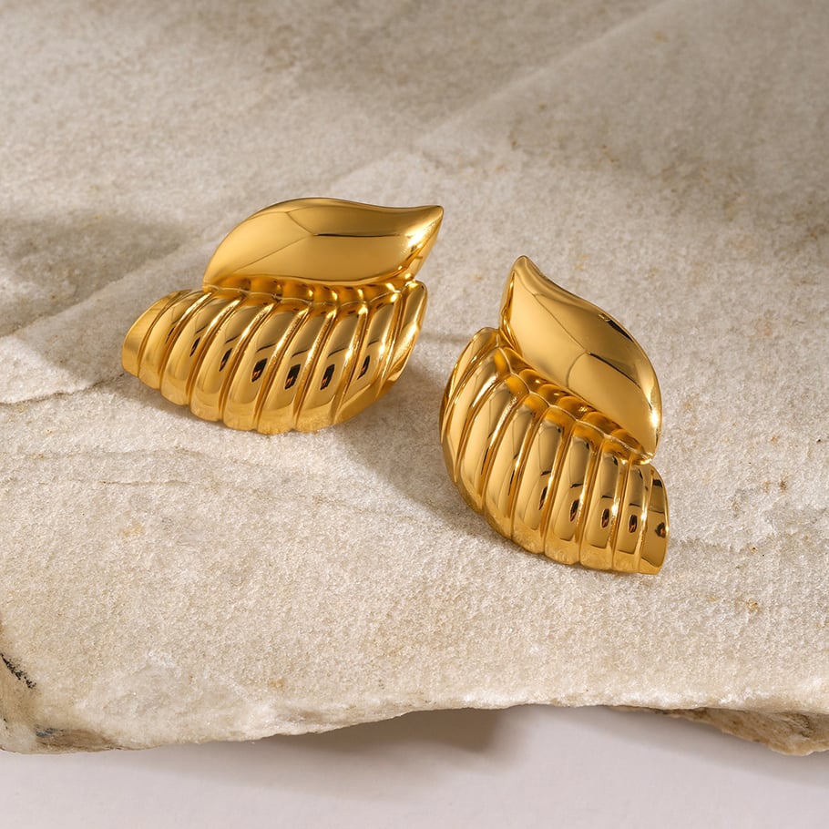 European and American classic light luxury high-end 18k gold stainless steel thread teardrop earrings versatile fashion jewelry wholesale Picture2