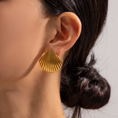 European and American new marine element series jewelry for women, high-end luxury niche titanium steel earrings and necklace accessories wholesale h5 Picture2