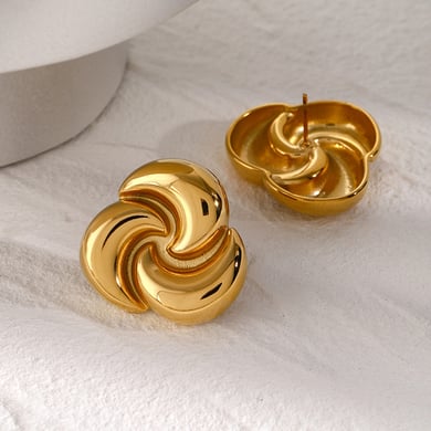 Ins Internet celebrity same style 18k gold stainless steel rotating half-moon earrings European and American cross-border fashion simple titanium steel earrings h5 Picture2