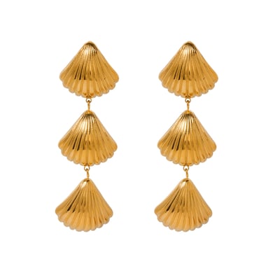 European and American fashion trend simple and versatile ladies 18k gold stainless steel 3 shells high-end pendant earrings h5 