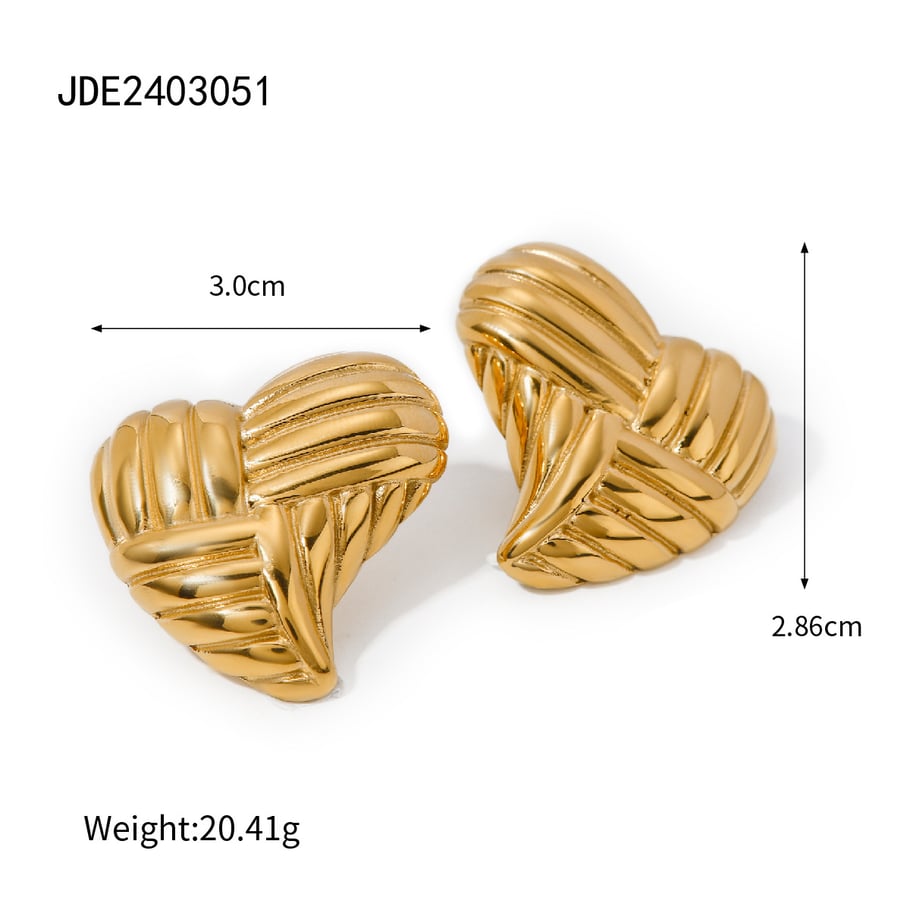 European and American cross-border new 18k gold stainless steel texture heart-shaped earrings ins Internet celebrity same love titanium steel earrings Picture2