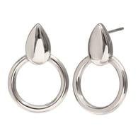 Teardrop Ring Stitching Small Earrings-Steel 