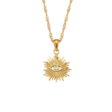 Collar con colgante de acero inoxidable dorado estilo retro de lujo para mujer, 1 pieza h5 