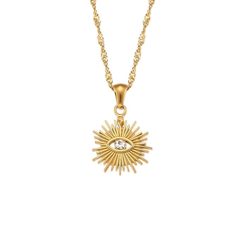 Collar con colgante de acero inoxidable dorado estilo retro de lujo para mujer, 1 pieza 