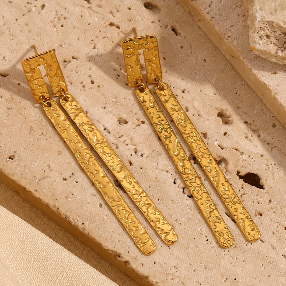 1 Pair Classic Series Elegant Geometric Stainless Steel   Gold Color  Women's Drop Earrings Picture2