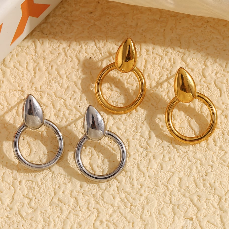 1 Pair Simple Series Classic Geometric Stainless Steel   Gold Color  Women's Drop Earrings Picture2