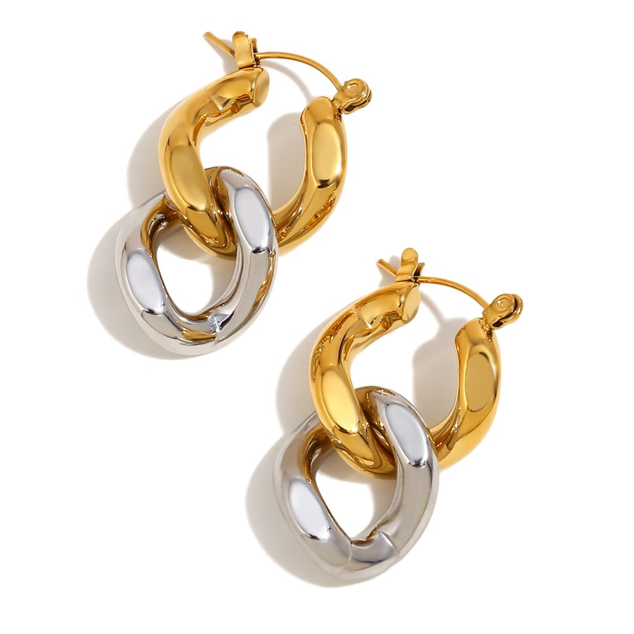 1 Pair Simple Series Elegant Twist Stainless Steel   Gold Color  Women's Drop Earrings 