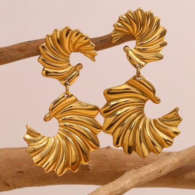 1 Paar Luxuriöse Serie Retro Einfarbig Edelstahl Gold Farbe Damen Tropfen Ohrringe h5 Bild2