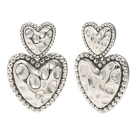 Meteorite Heart Earrings-Steel 