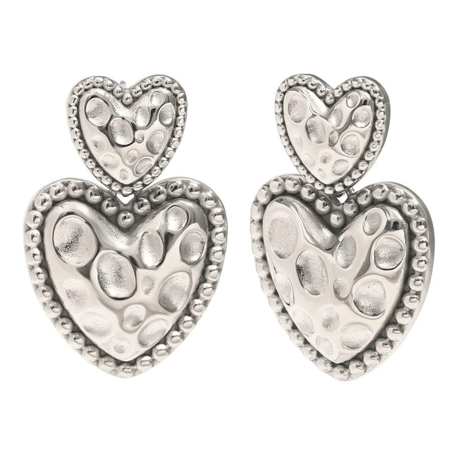 1 Pair Romantic Series Cute Love/Heart Shape Stainless Steel   Gold Color  Women's Stud Earrings 