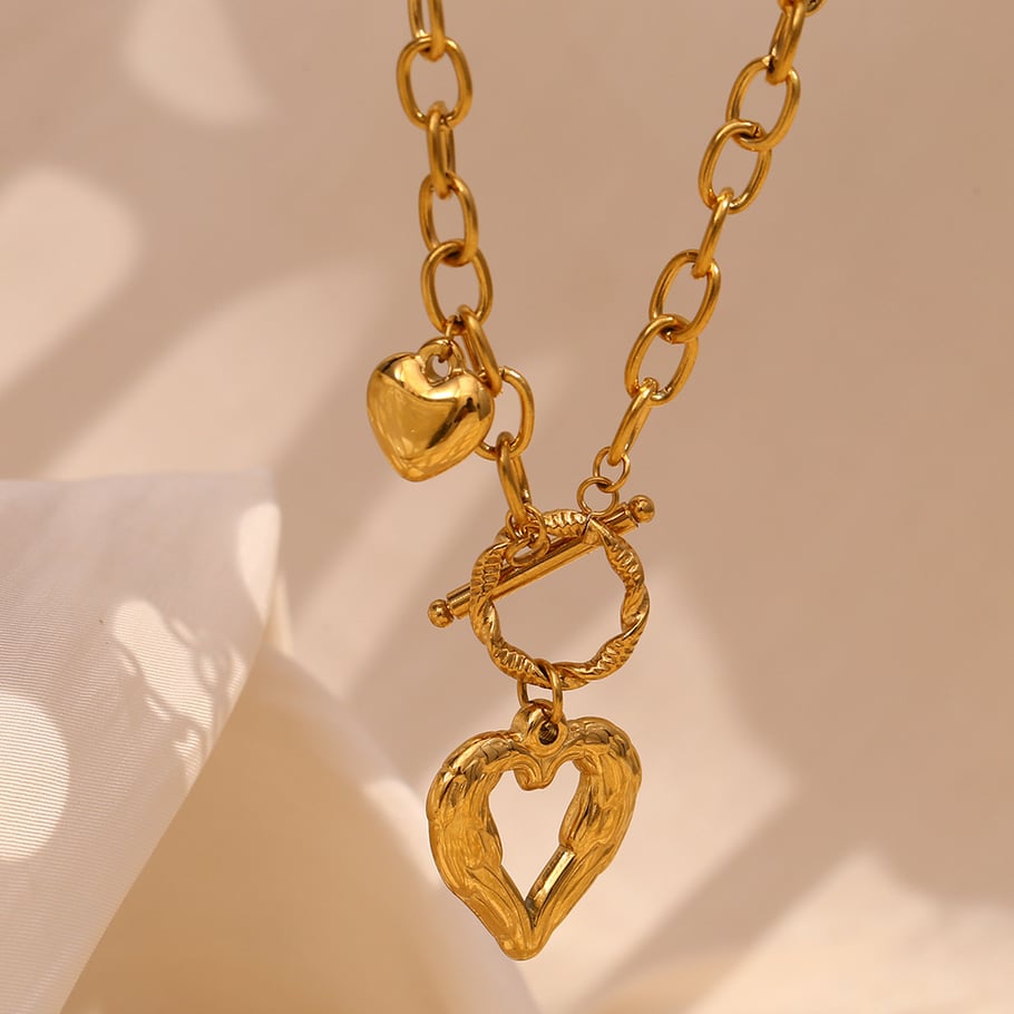 1 Piece Romantic Series Elegant Love/Heart Shape Stainless Steel   Gold Color  Women's Pendant Necklaces Picture2