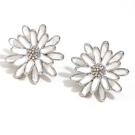 White Oil Drop Chrysanthemum Earrings-Steel Picture2