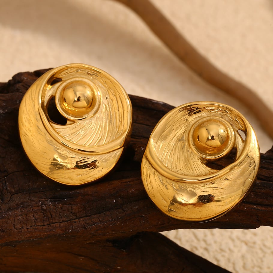 1 Pair Classic Series Retro Geometric Stainless Steel   Gold Color  Women's Stud Earrings Picture2
