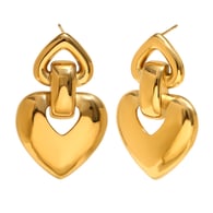 Heart Ring Earrings-Gold 