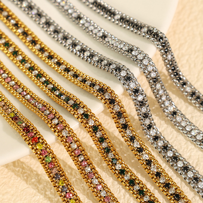 1 Piece Fashionable Series Retro Colorful Beads Multilayer Stainless Steel Gold Color Women's Beaded Bracelets h5Picture2