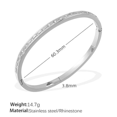 1 Stück Simple Series Klassische geometrische Edelstahl Goldfarben Strass Damen Armreifen h5 