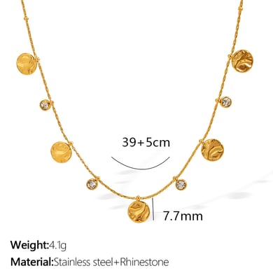 1 Piece Luxurious Series Fashionable Round Shape Stainless Steel Gold Color Women's Pendant Necklaces h5 