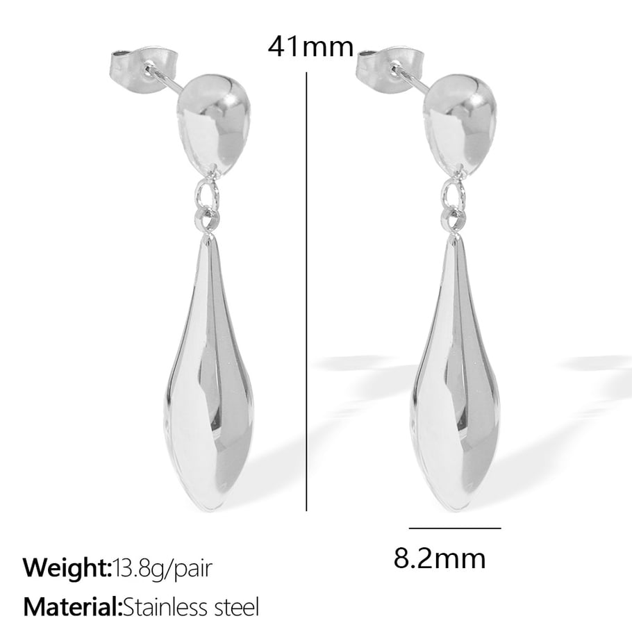 1 Paar Simple Series Simple Droplet Edelstahl Goldfarben Damen Tropfenohrringe 