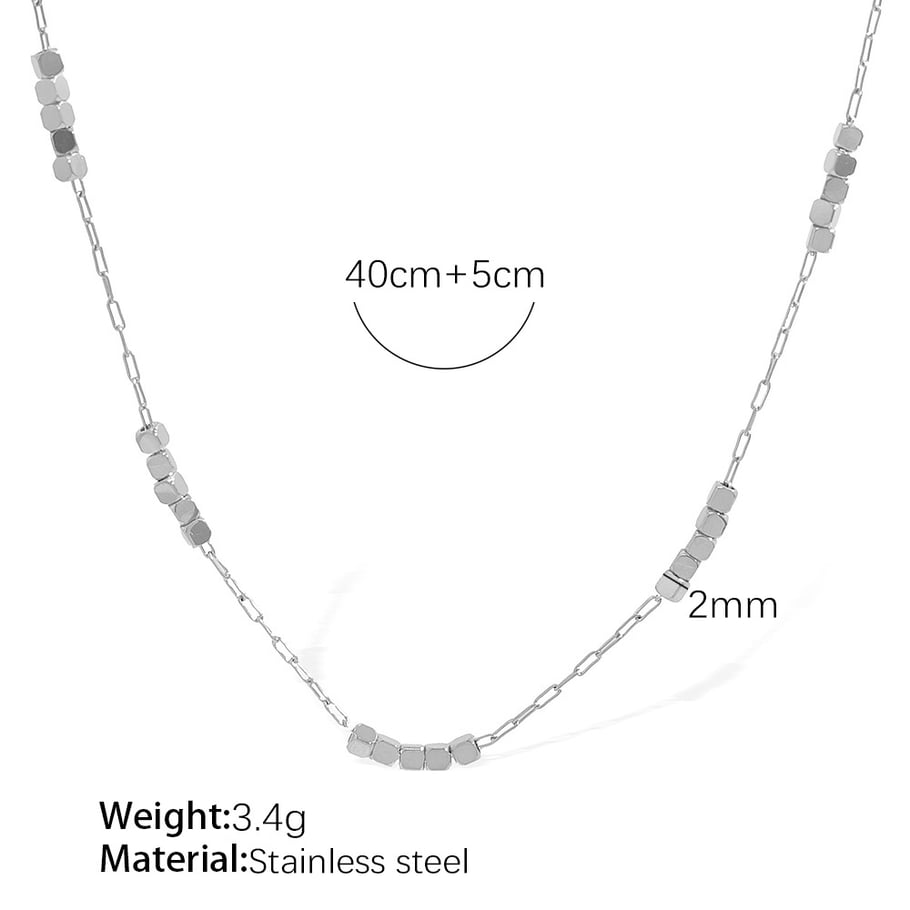 1 Piece Simple Series Minimalist Solid Color Cubic Titanium Steel Gold Color Women's Chain Necklaces 