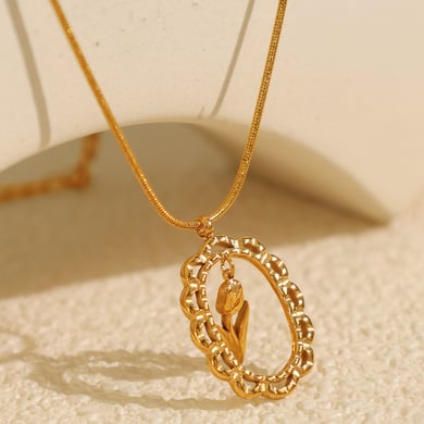 1 Piece Elegant Series Daily Tulip Shape Stainless Steel Gold Color Women's Pendant Necklaces h5 Picture2