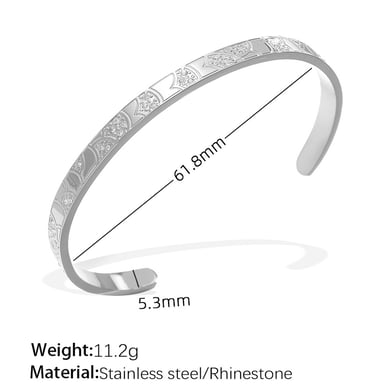1 Stück Simple Series Klassische Schildkröte Edelstahl Goldfarben Strass Damen Armreifen h5 