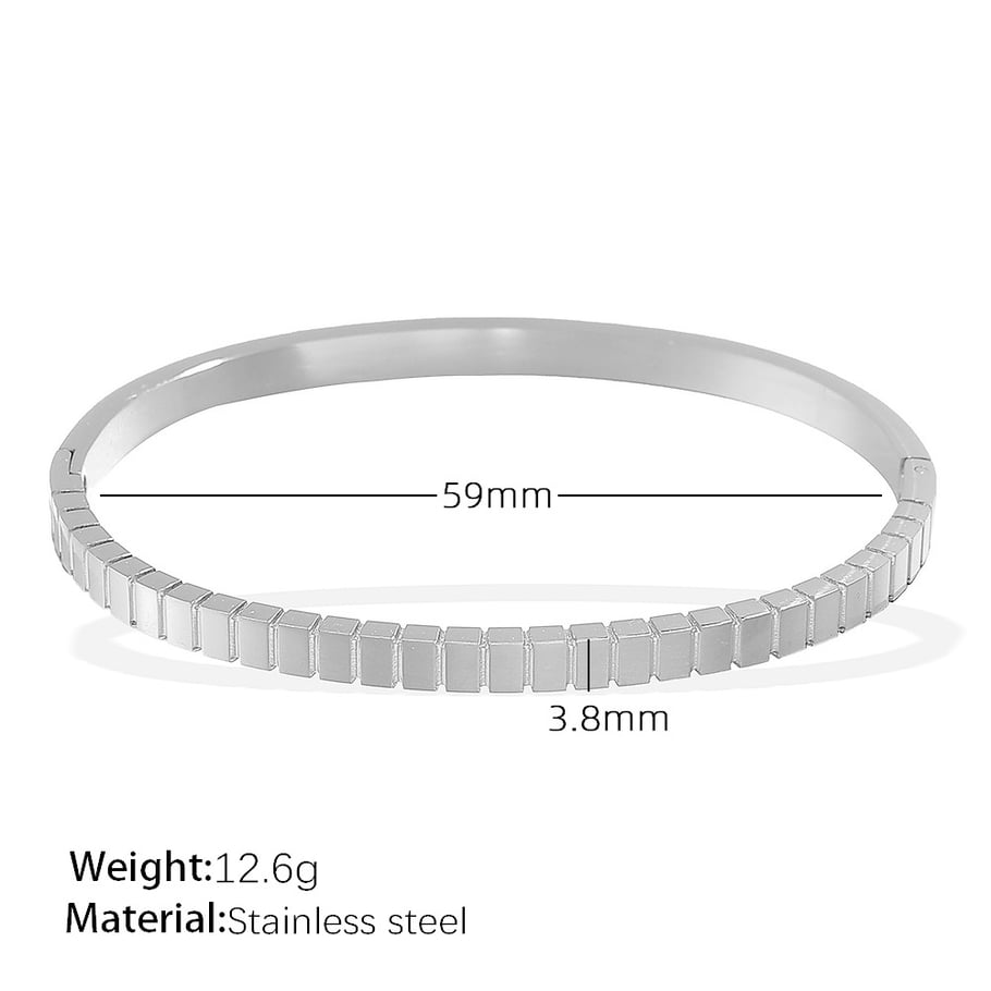 1 Stück Simple Series Klassische geometrische Edelstahl Goldfarben Strass Damen Armreifen 