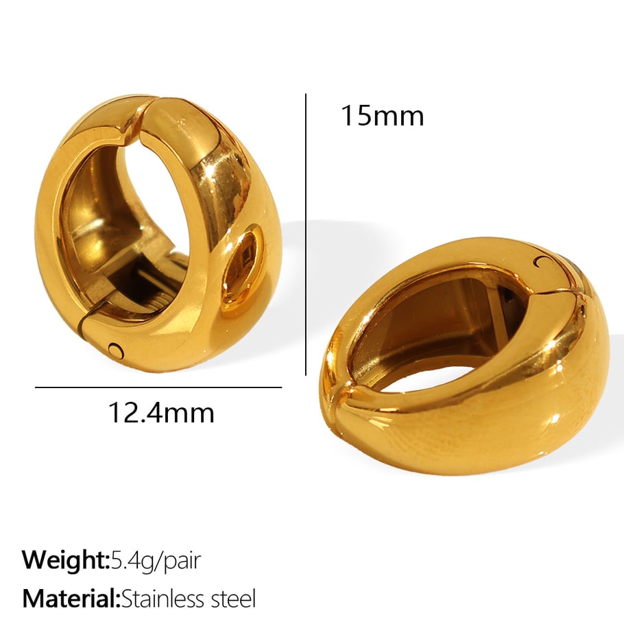 1 Paar Simple Series Klassische einfarbige Edelstahl-Ohrclips in Goldfarbe für Damen 