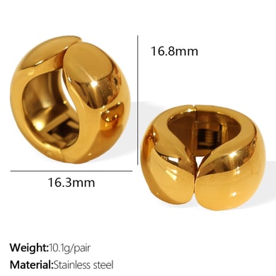 1 Paar Simple Series Klassische einfarbige Edelstahl-Ohrclips in Goldfarbe für Damen h5 