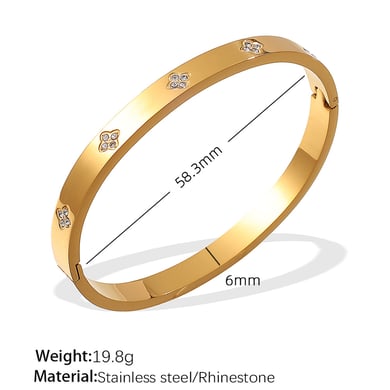1 pieza de pulseras de mujer de acero inoxidable con diamantes de imitación de color dorado y diseño geométrico clásico de serie simple h5 